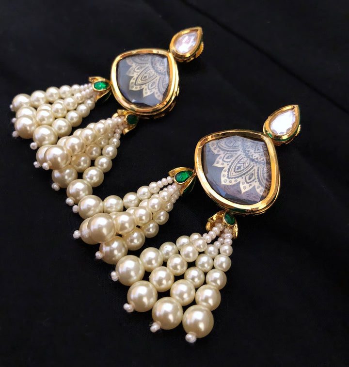 Jhoomar Kundan And Pearl Tassel Earrings