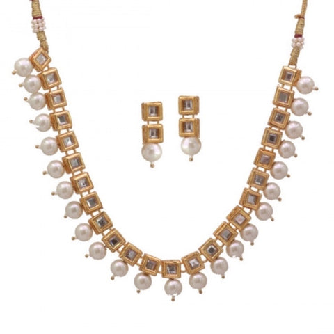 Kundan & White Pearl Necklace Set