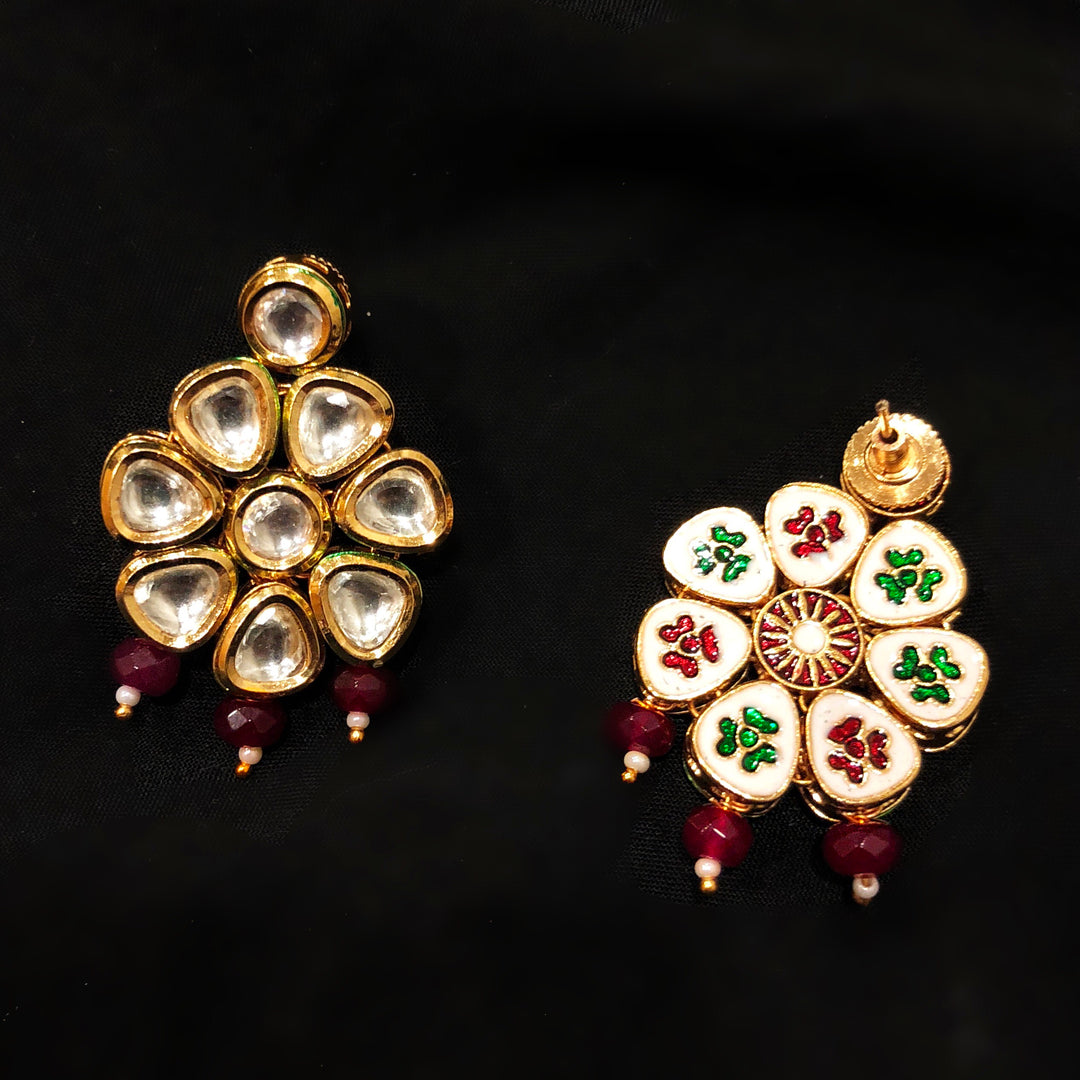Marwar Kundan And Beaded Dangler Earrings