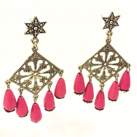 Pink Drop Dangler Earrings