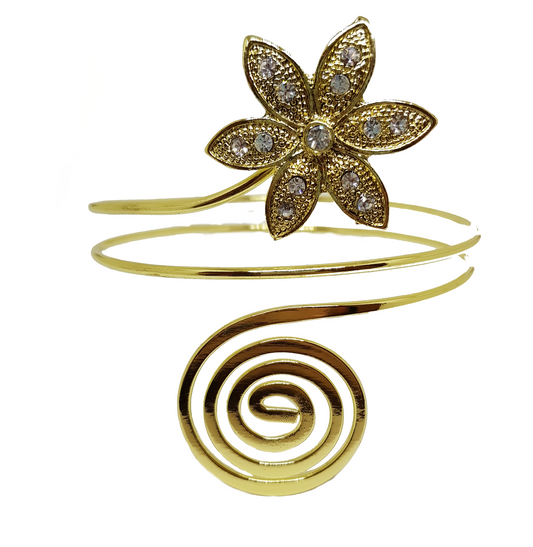 SUNFLOWER ACCENTED METAL ARMLET ARMBAND GOLD