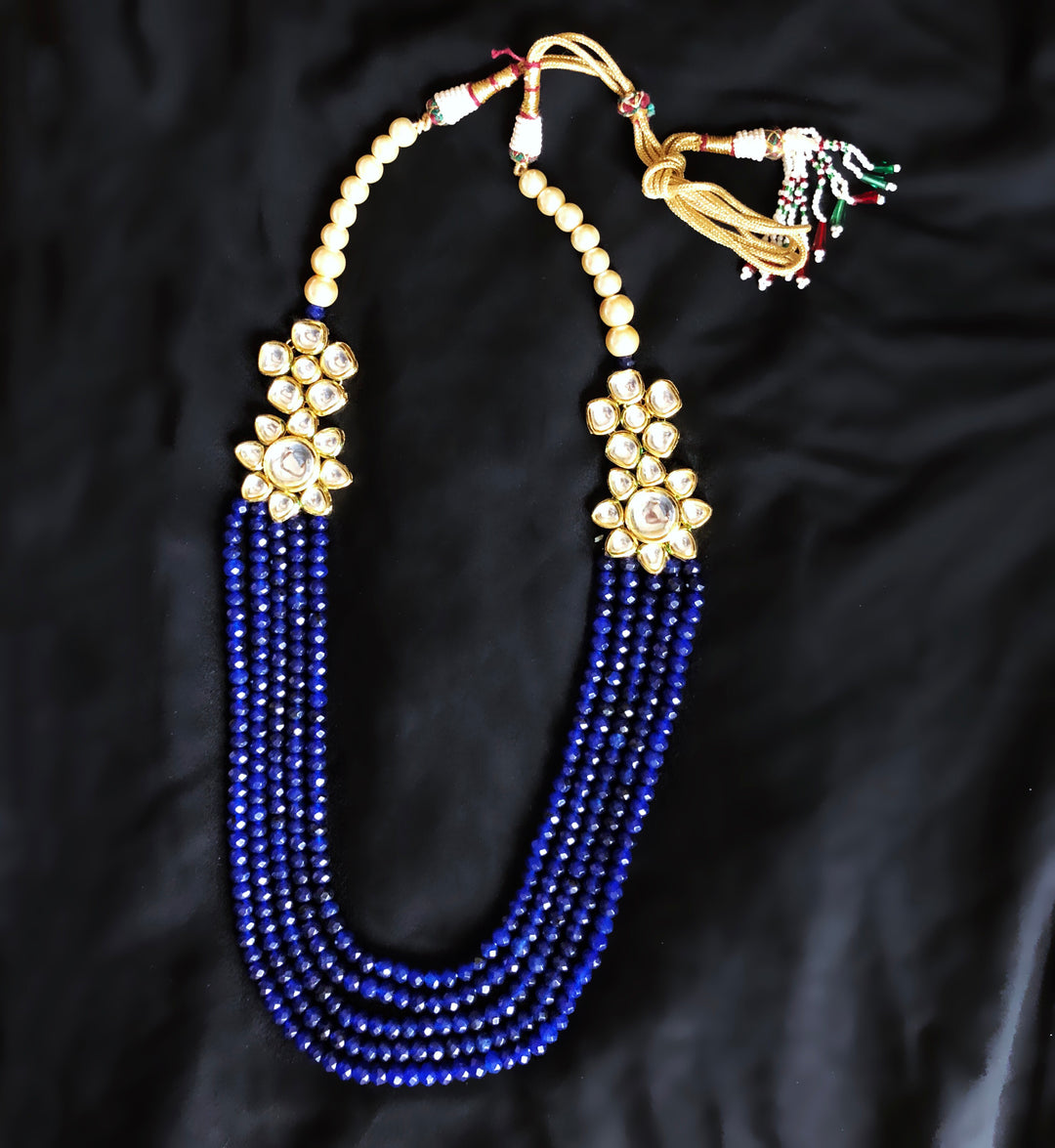 Tara Kundan And Beaded Necklace Blue