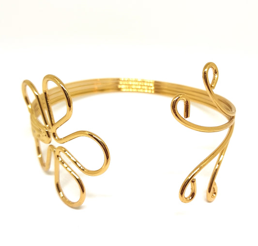VINE ACCENTED METAL ARMLET ARMBAND GOLD
