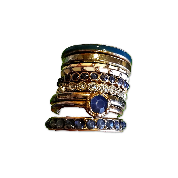 Classic Blue & Gold Stack Rings