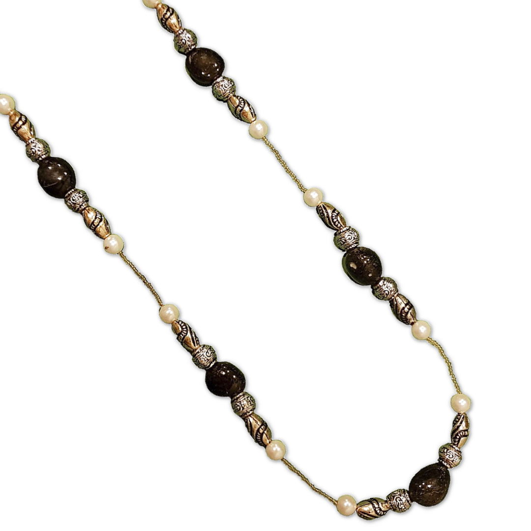 Beaded Long Bohême Necklace - Black