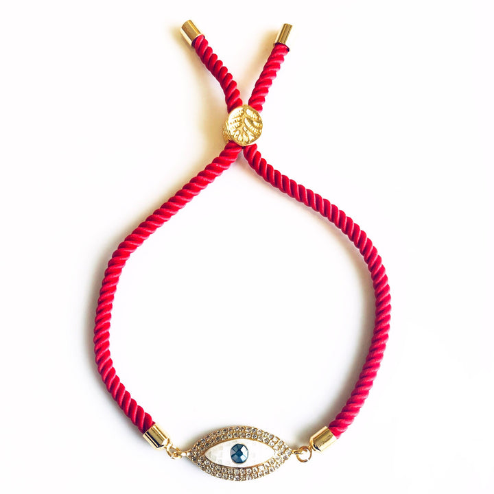 Natural Mother Of Pearl Rope Bracelet - Red