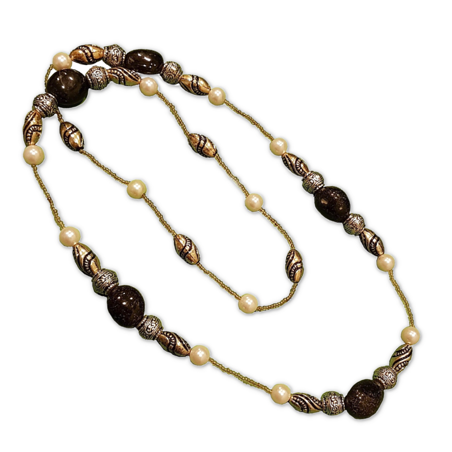 Beaded Long Bohême Necklace - Black