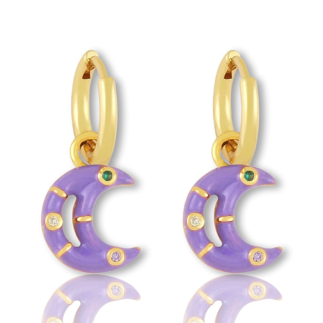 Candy Crescents Enamel And Stone Earrings