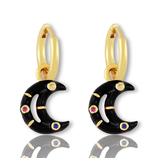 Candy Crescents Enamel And Stone Earrings