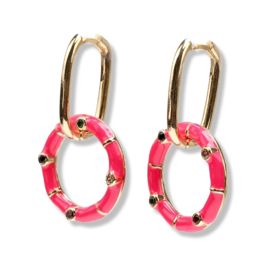 Candy Circles Enamel And Stone Earrings